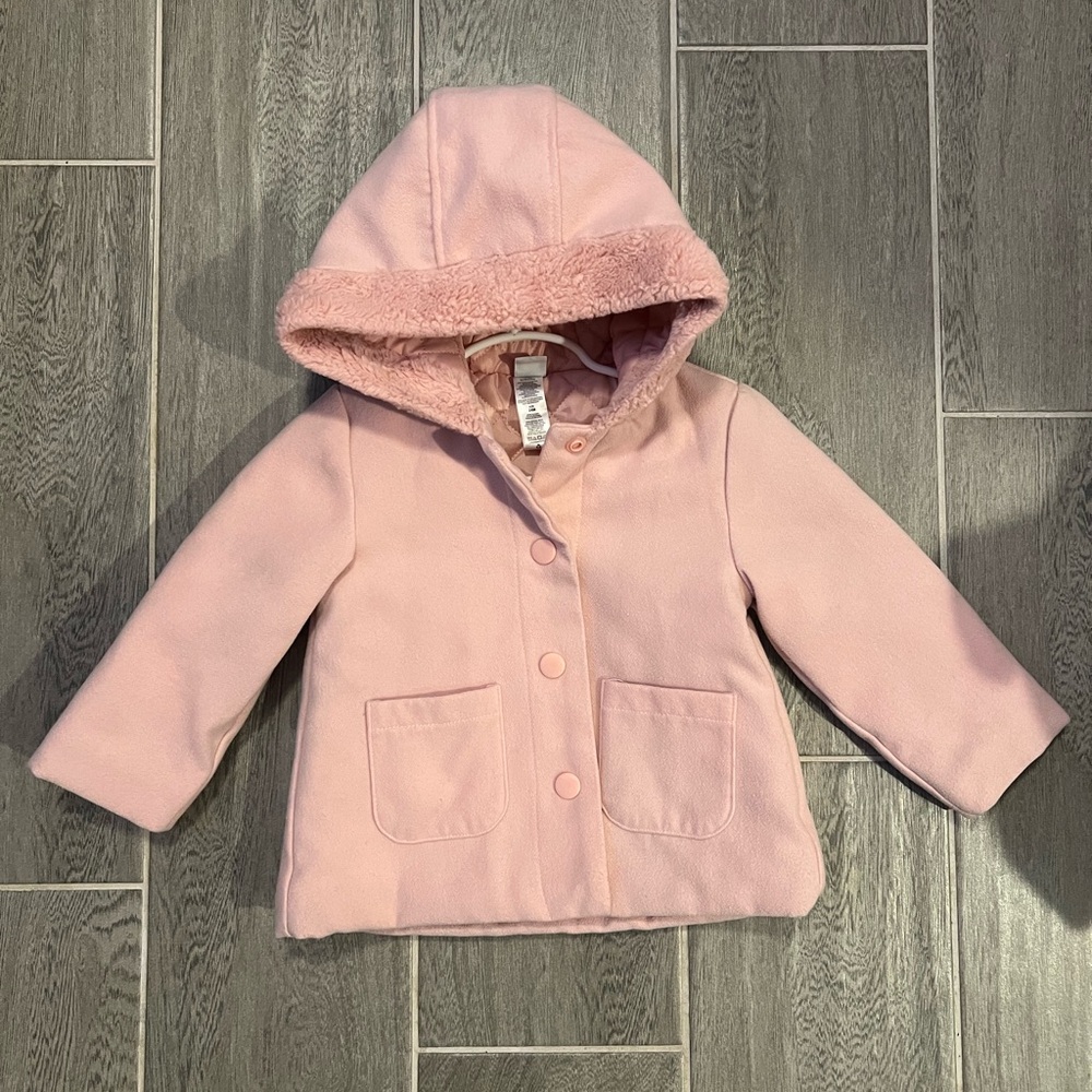 Little Me Pink Hooded Pea Coat for Kids